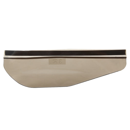 Rearview mirror rain blade eyebrow cover, brown shield with black top edge