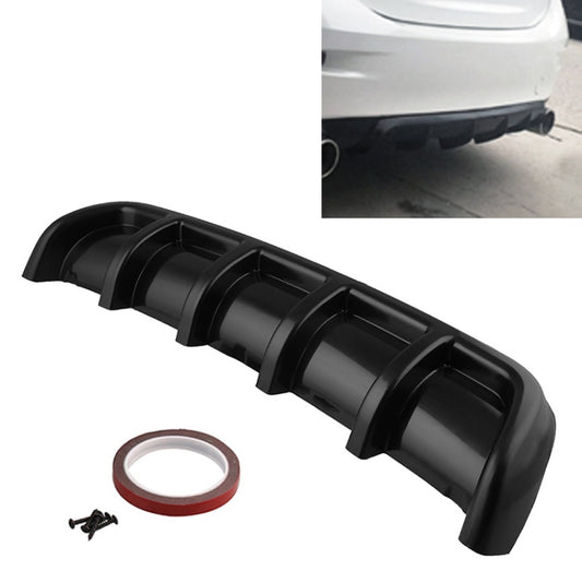 Black rear bumper lip diffuser with shark-fin style fins and mounting hardware