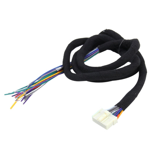 Car radio wiring harness cable with multi-color wires and white connector plugs