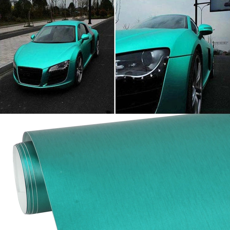 Brushed vinyl wrap film roll, matte teal with fine brushed texture
