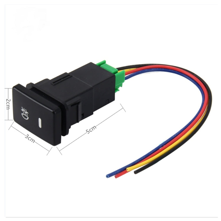 Compact black fog light switch with 5-pin wiring harness and on-off rocker button