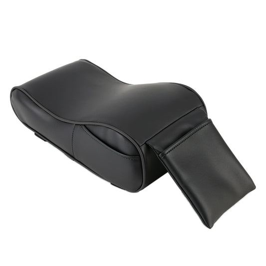 Black PU leather car armrest box pad with folded side phone/storage holder