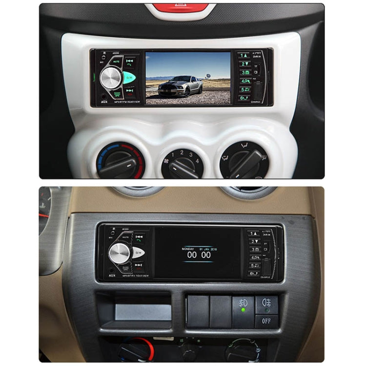Car MP5 receiver installed in dashboard with touchscreen and control buttons