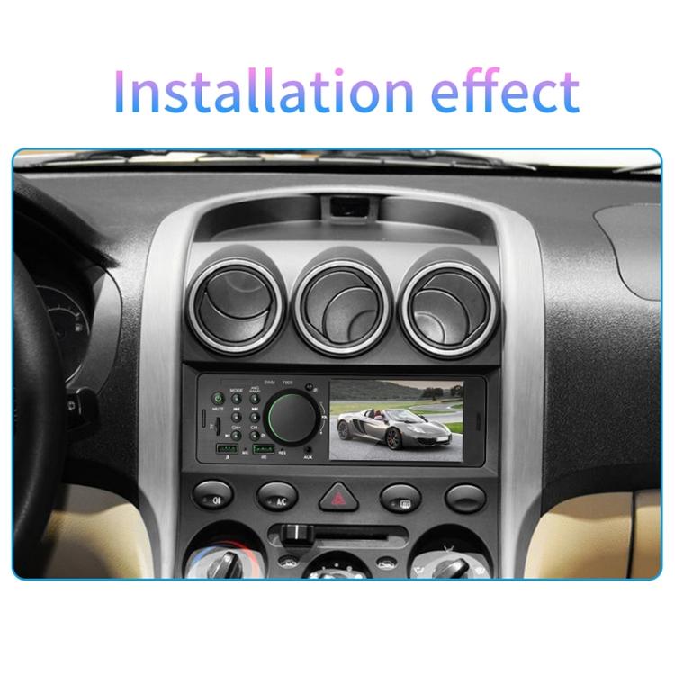 In-dash MP5 head unit installed in car center console with screen and controls
