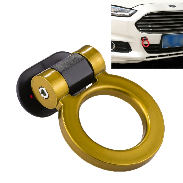 Tow hook ring for car bumper, gold round ring with black base