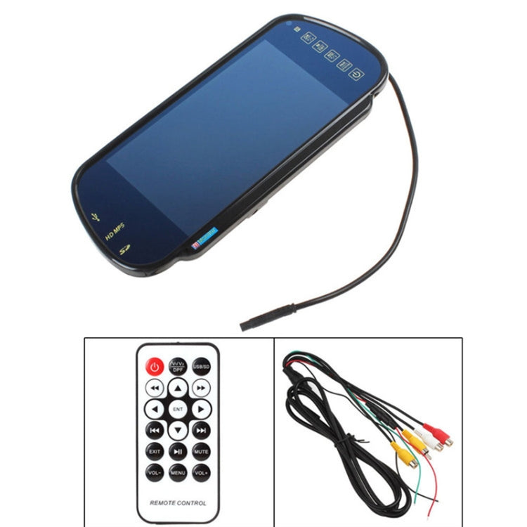 Car rearview mirror monitor kit with remote control and AV cable connections