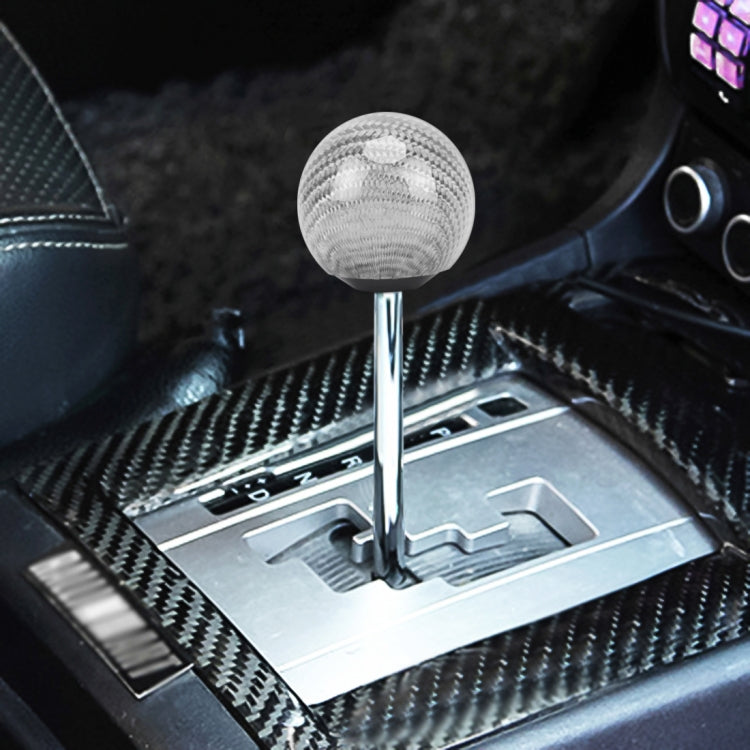 Light gray carbon-fiber ball gear shift knob with chrome stick base