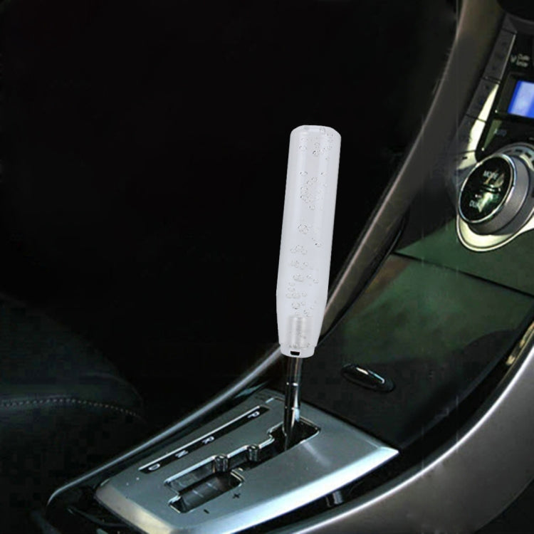 Transparent LED shift knob light on car gear lever, white bubble glow