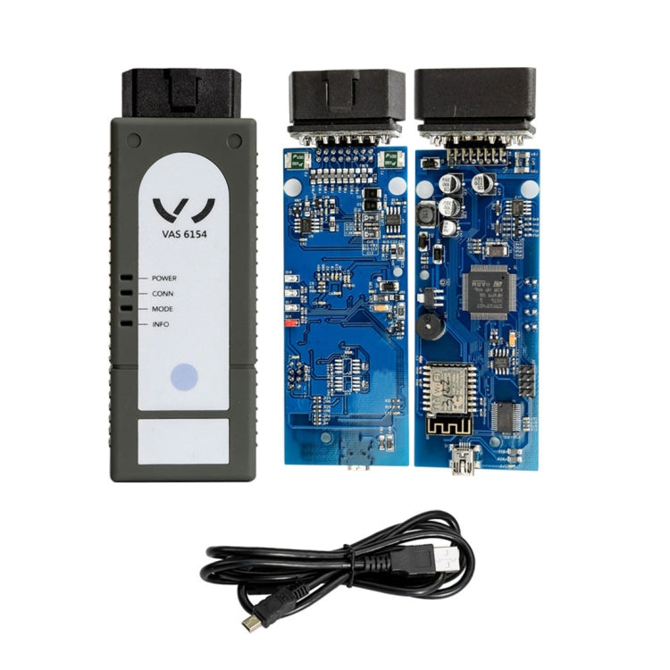 VAS 6154 diagnostic tool kit with main unit, PCB boards, and power cable