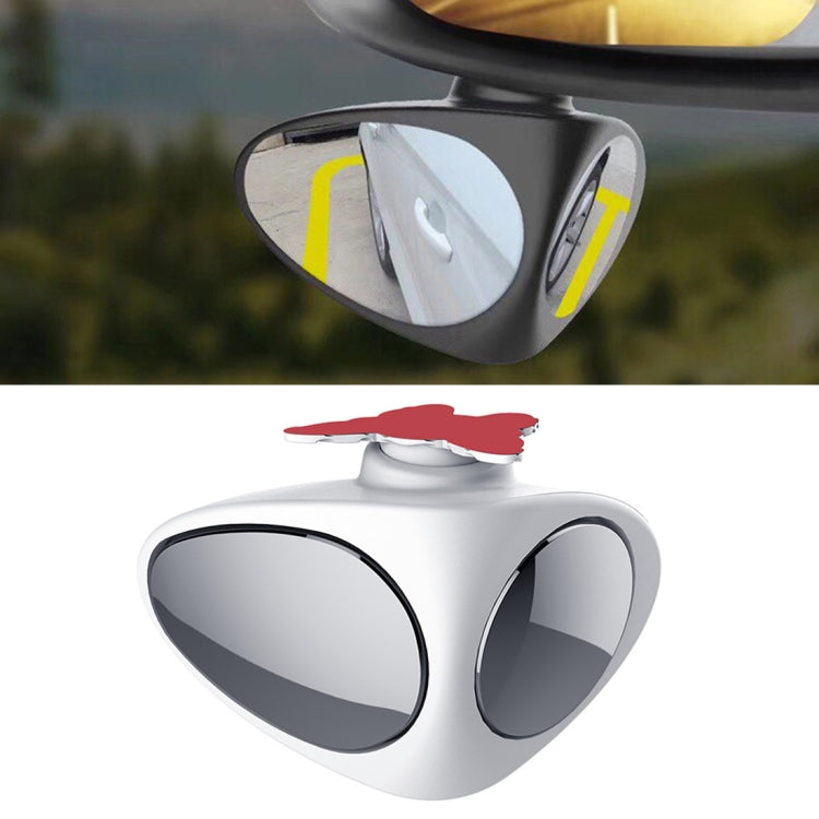 White 360° blind spot side assistant mirror with two convex lens panels
