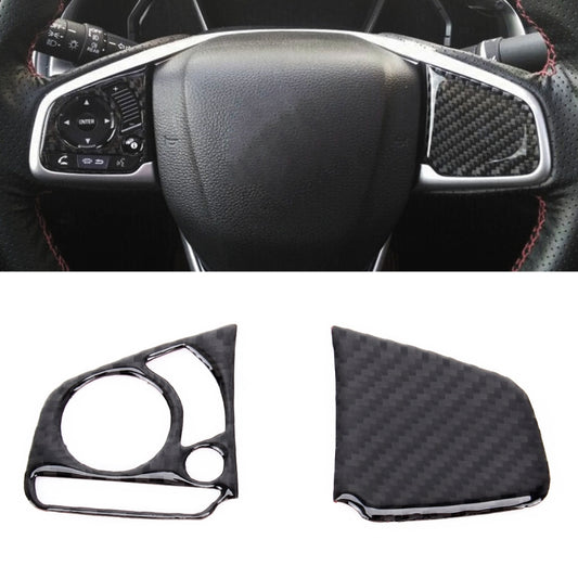 2 in 1 Carbon Fiber Steering Wheel Button Trim Interior DIY Sticker for Honda Civic 10th Gen 2016-2019(General), Button Trim