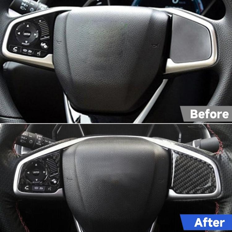 Steering wheel interior with installed carbon fiber button trim over side control areas