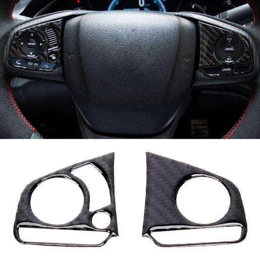 2 in 1 Carbon Fiber Steering Wheel Button Trim Interior DIY Sticker for Honda Civic 10th Gen 2016-2019(Deluxe), Wheel Button Trim