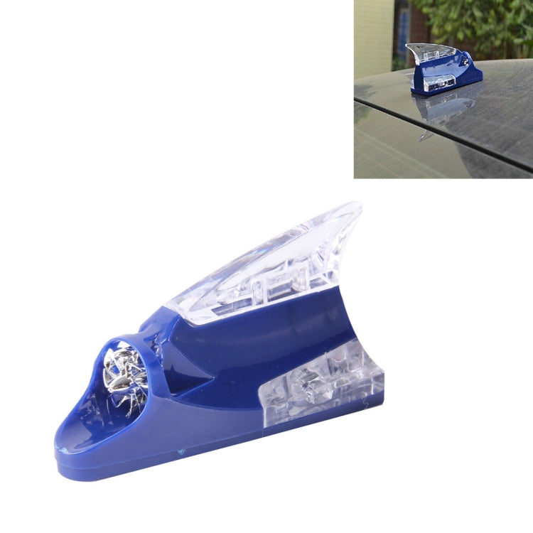 Blue shark-fin style LED warning light car antenna with clear light panels