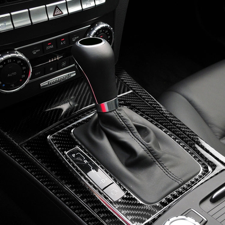 Carbon fiber gear shift surround panel trim stickers installed, left-drive
