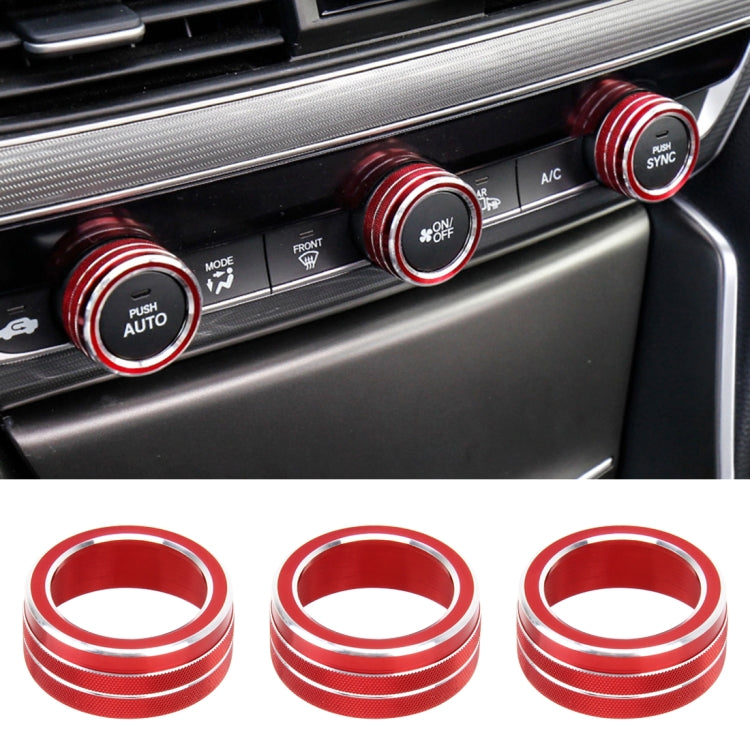 3 PCS Car Aluminum Alloy Air Conditioner Knob Case for Honda Tenth Generation Accord, For Honda Tenth Generation Accord(Blue), For Honda Tenth Generation Accord(Red)