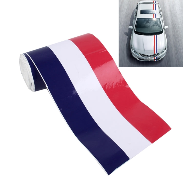 French flag car vinyl wrap decal film strip with blue navy and white bands over red stripe