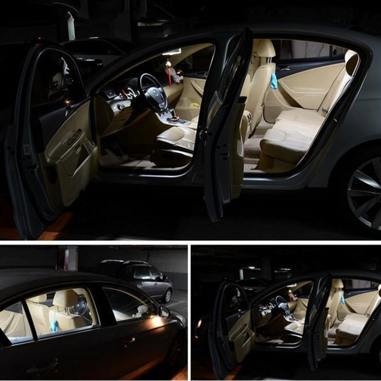 LED dome/reading light bulbs installed, cool white glow visible inside vehicle
