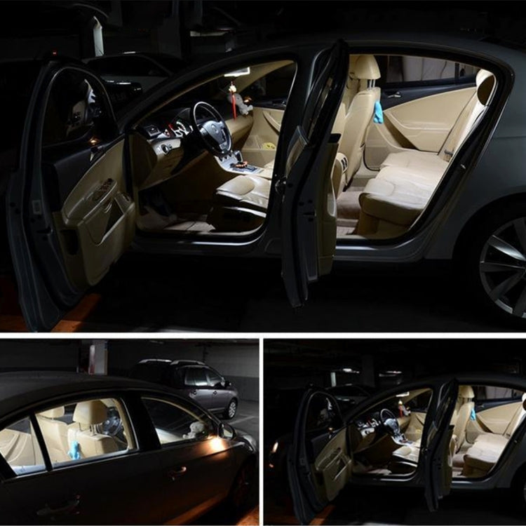 LED dome bulbs installed in car interior, reading light showing illumination.