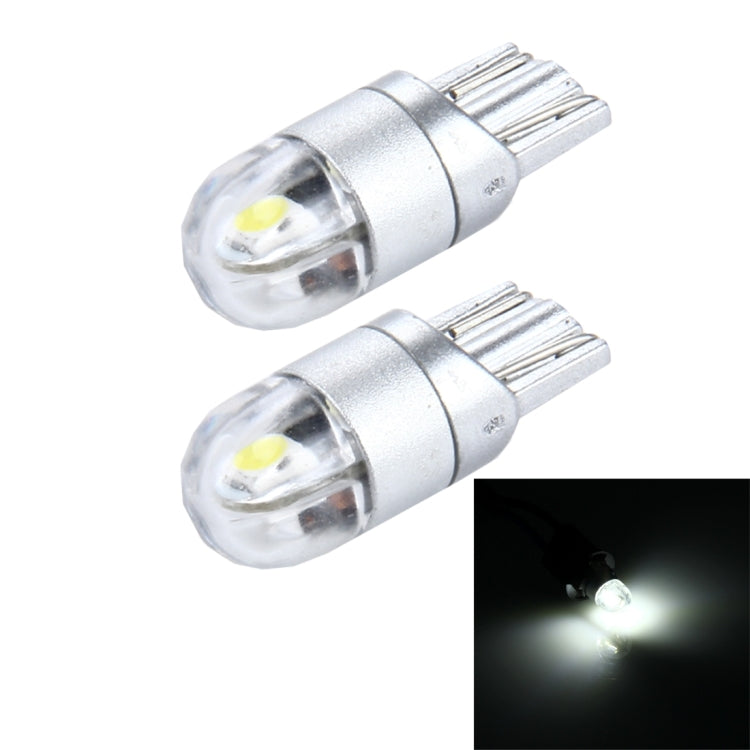 T10 LED car clearance lights, 2-pack, silver base, clear lens, white glow