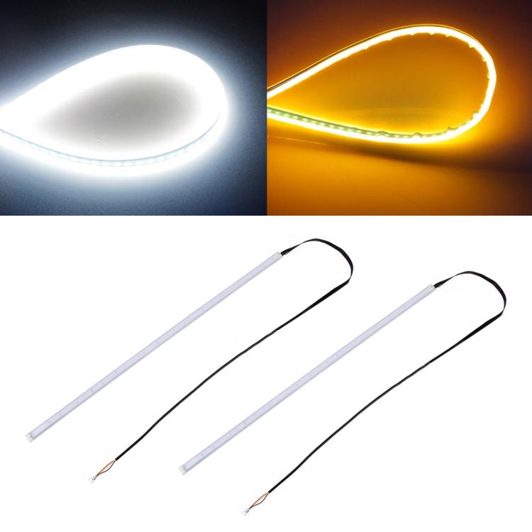 Dual-color LED light strips with wires, two 60cm ultra-thin waterproof strips
