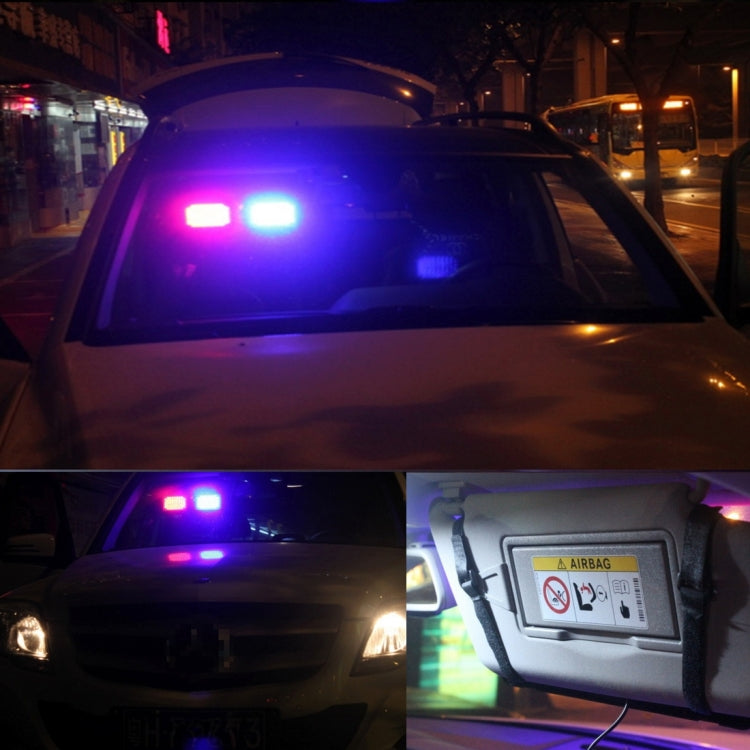 High qulaity DC 12V,9W LED Waterproof Car Sunshade Red Light And Blue Light Warning Lights Strobe Emergency Lights Flashing Light with 12 Kinds Flash Patterns, Red+Blue
