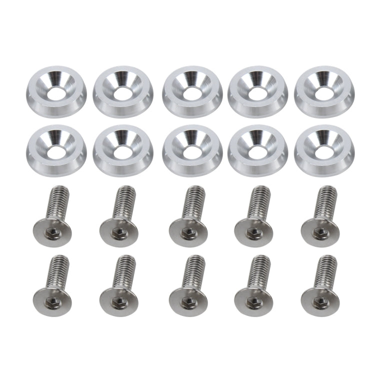 Car screw gasket set with silver caps and stainless bolts, 10-piece set