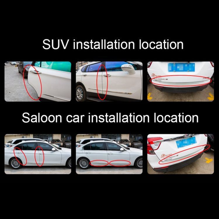 Door edge guard installation guide with marked locations on car doors