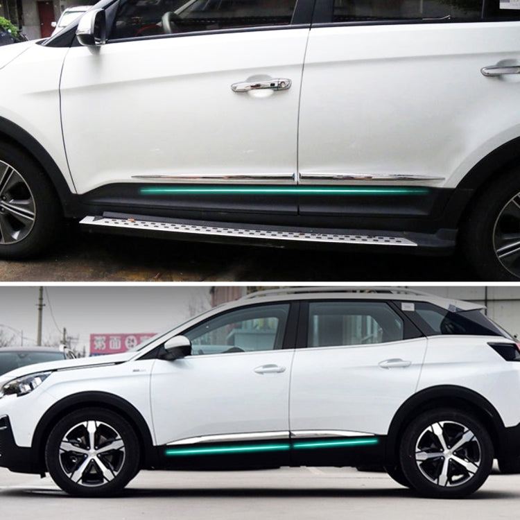 Car side view with door anti-collision strip guards along the door sill