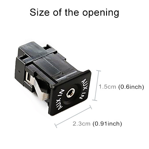 AUX input switch adapter connector size: 2.3cm x 1.5cm, black housing