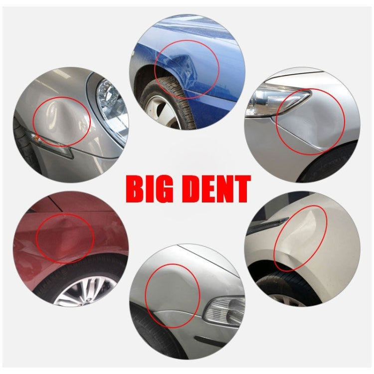 Car body panels with multiple dents highlighted by red circles for repair