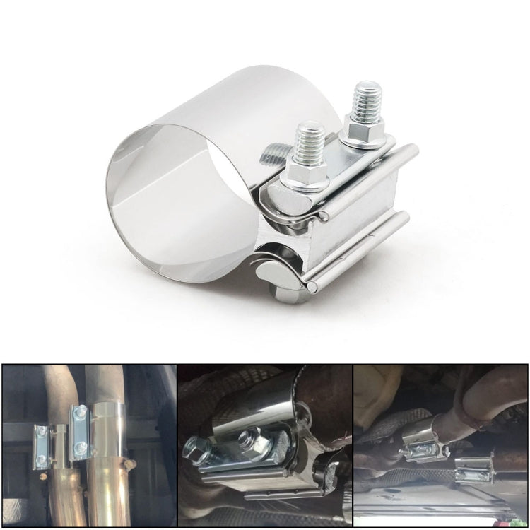 Stainless steel 2.25 in exhaust band clamp with bolt hardware and clamp band
