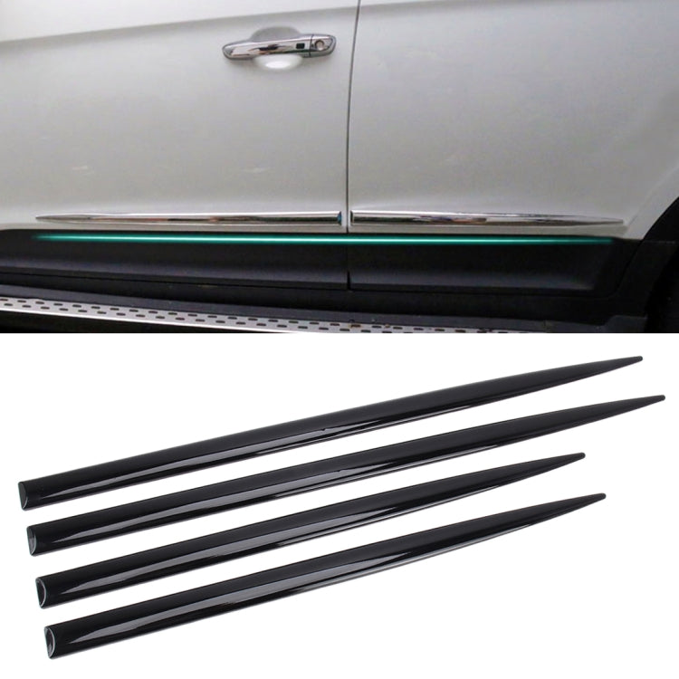 Black metal car door edge guard protection strips with glossy finish, 4 pcs