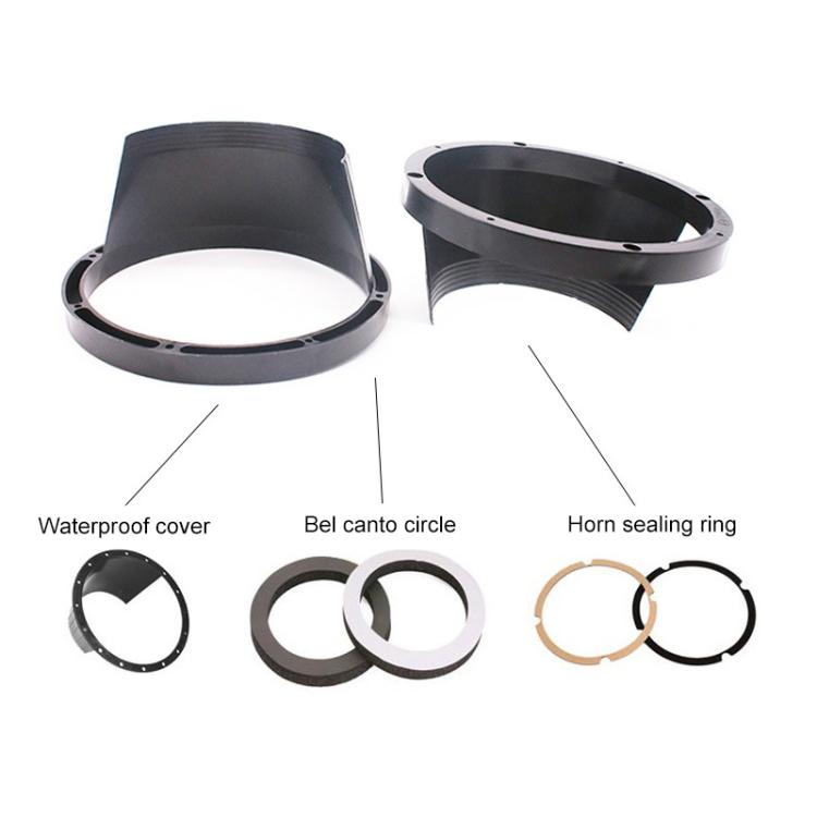 Black waterproof speaker covers with spare sealing rings and gaskets, 2-pack