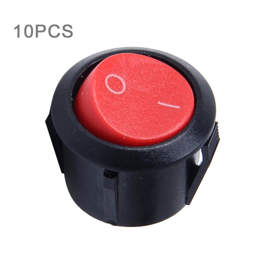Black 2-pin round push button switch with red O/I rocker cap