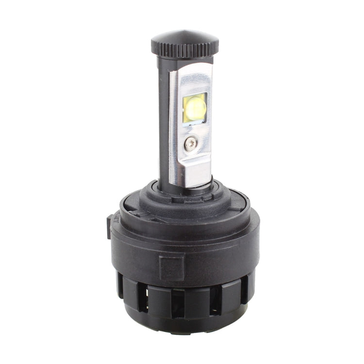 H7 LED headlight bulb with black retainer ring adapter and visible LED module
