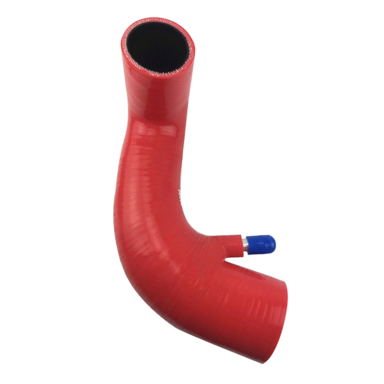 Red silicone air intake hose elbow with blue hose connector