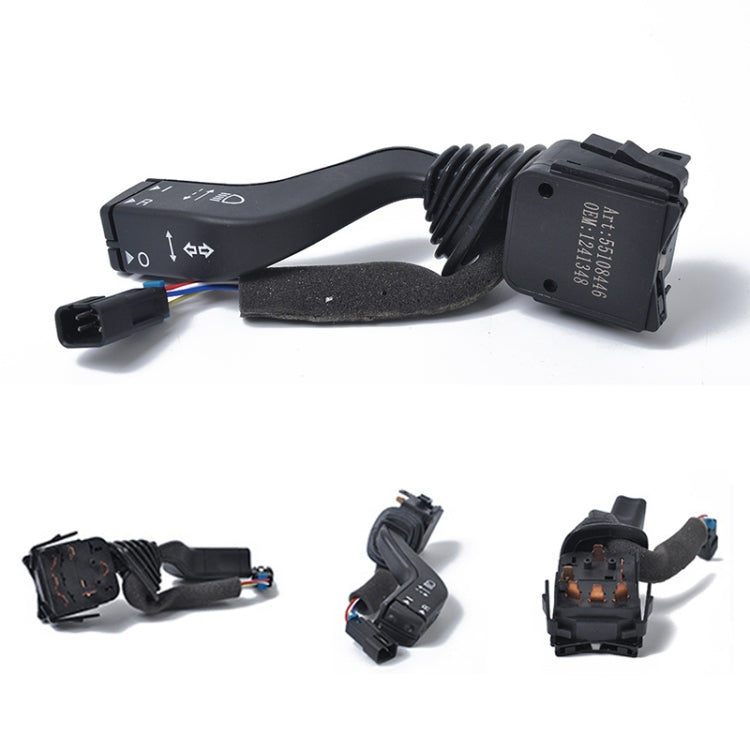 Car corner turn light indicator switch shown in multiple views with wiring connectors