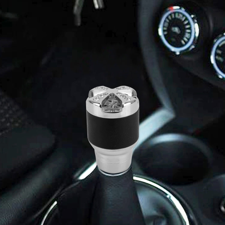 Universal auto shift knob with black grip and chrome diamond top close-up