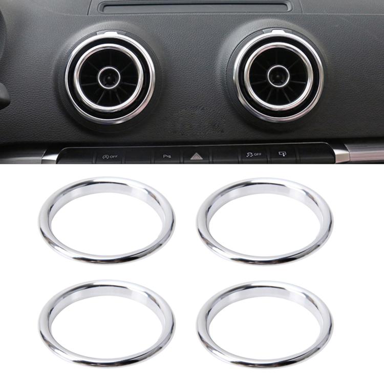 4 PCS Car Outlet Decorative Rings Aluminum Alloy Air Outlet Chrome Trim Ring Car Dashboard Air Vents Cover Sticker Decoration for Audi A3, For Audi A3