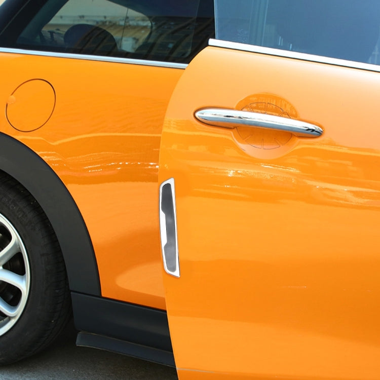 Installed car door side guard strip, gray bumper protector on vehicle door