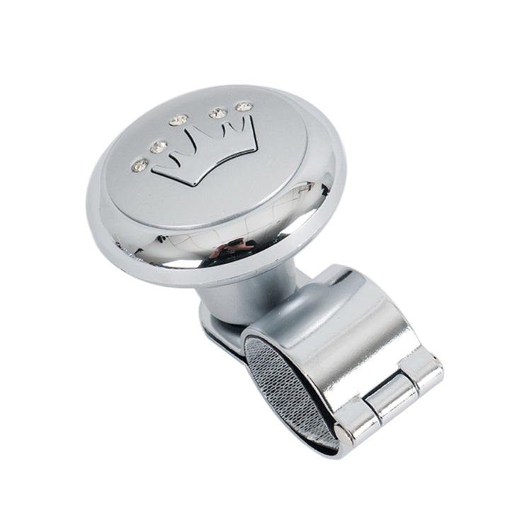 Universal steering wheel spinner knob with silver oval top and rhinestone deer emblem