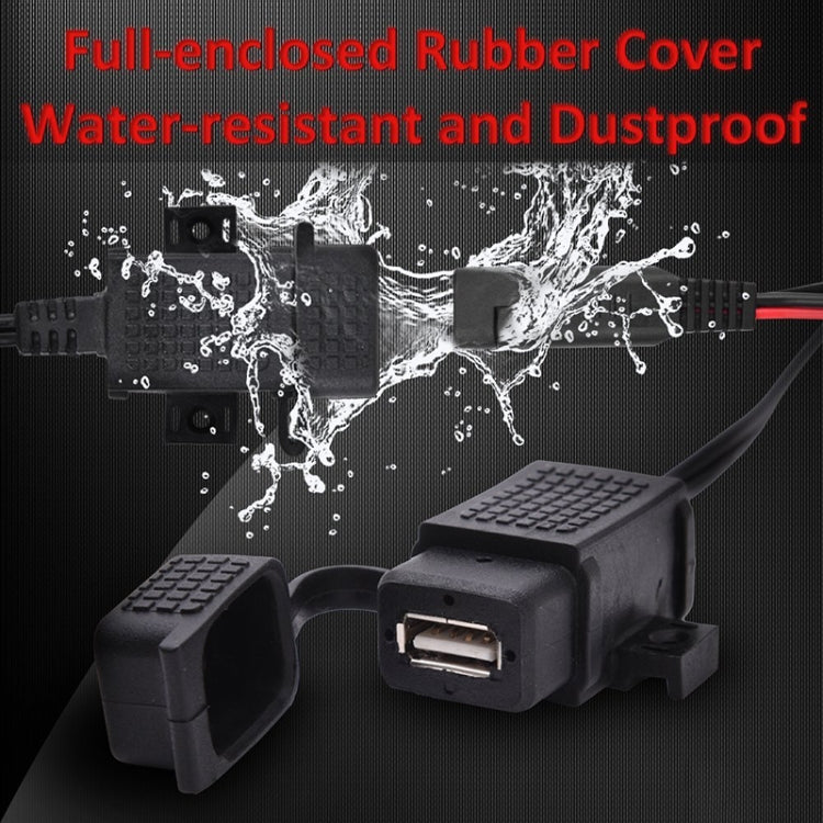Waterproof rubber-covered USB charger connectors with USB port and red/black wiring