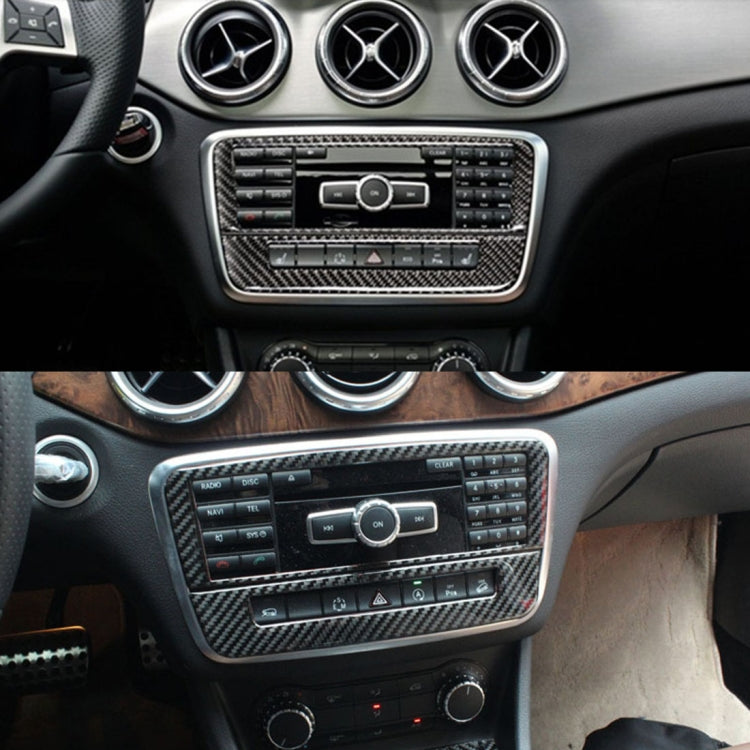 Car Carbon Fiber CD Panel Decorative Sticker for Mercedes-Benz GLA 2015-2018, CD Panel