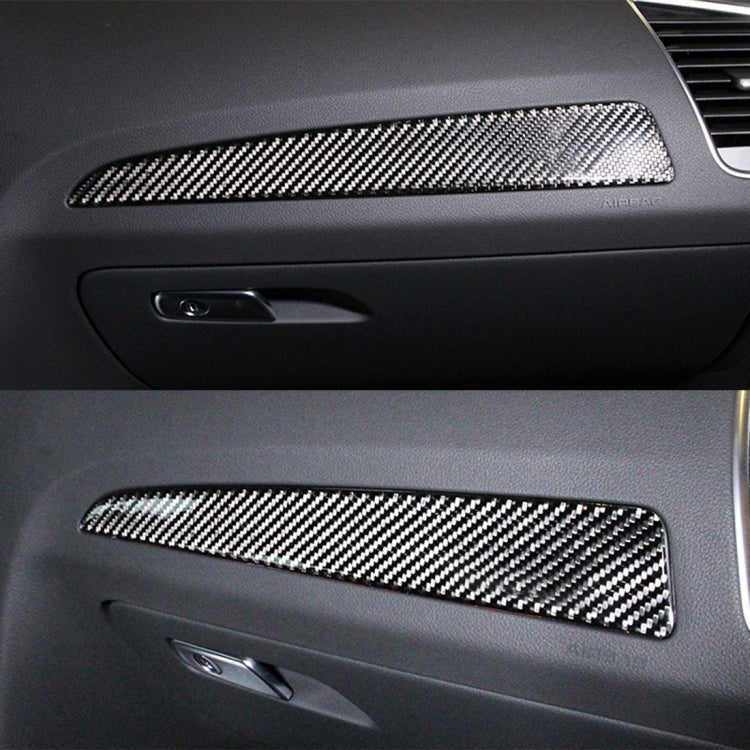 Set of carbon fiber dashboard trim stickers, two woven inserts on dark panel