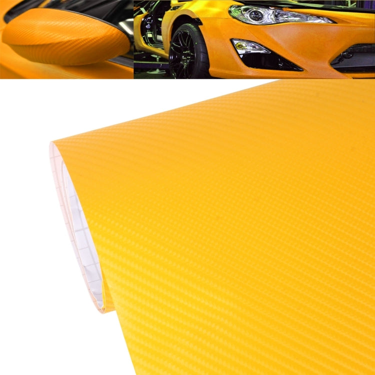 4D carbon fiber vinyl wrap roll, yellow glossy finish with fine diagonal weave texture
