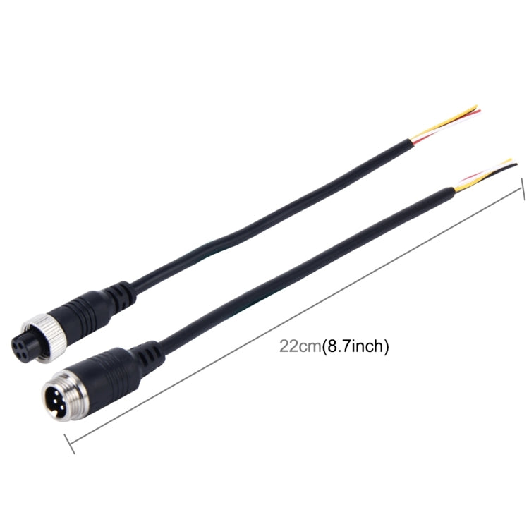 22 cm 4-pin car camera extension cable with two wire-ended leads