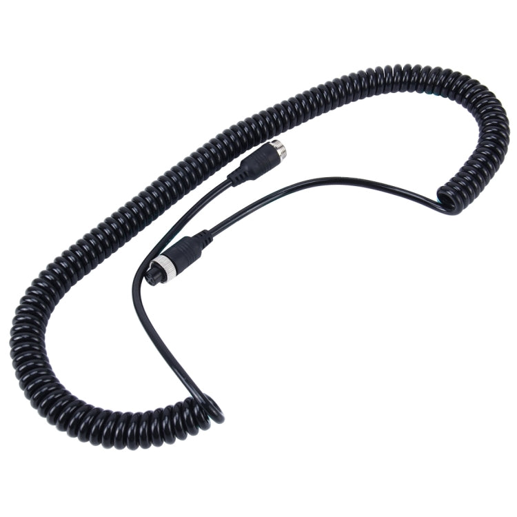 Coiled 4-pin aviation extension cord with connector end and tied lead