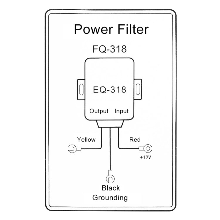 Car audio power filter wiring diagram showing input, output, and ground connections
