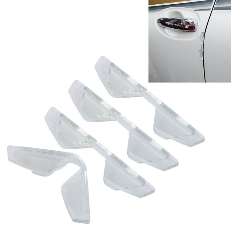 Set of 4 transparent car door edge protection guards with clear adhesive backing
